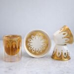 طقم  ضيافة شاي وقهوة ذهبي - ٦ أشخاص